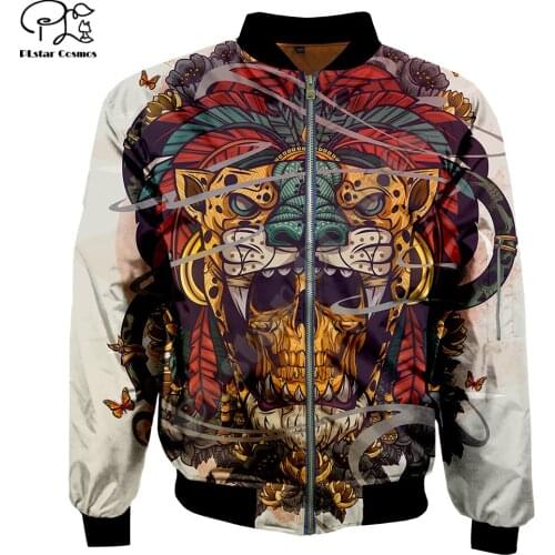 Men Tiger skull 3d Bomber Jackets native indian Print autumn zipper Flight Jacket new fashion unisex Harajuku Streetwear coat