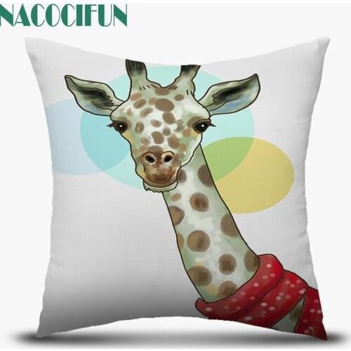 NACOCIFUN Cute Animals Cushion Cover giraffe Pillow cover lion Throw Pillowcase for Sofa Home Chair Decor Decorative Pillows
