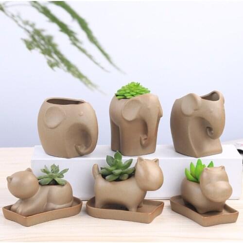 New Cute Cartoon Animal Ceramic Succulent Flower Pot Stoneware Gardening Plant Pot Balcony Garden Green Plants Home Garden