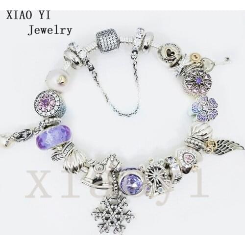 XIAOYI 2020 New 100% S925 Snow children shake horse fish heart feather Ferris wheel flower key cat eye bracelet wedding party
