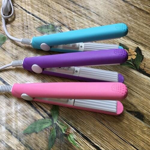 Portable Fluffy Small Waves Corrugated Mini Hair straightener Iron Pink Ceramic Straightening Corrugated Curling Iron Styling To