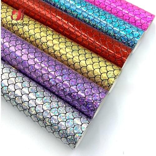 Mermaid Sparkle PU Faux Leather Fabric Holographic Sequin Leatherette DIY Bow Craft Bags Roll 20cm*15cm/20cm*30cm/20cm*120cm