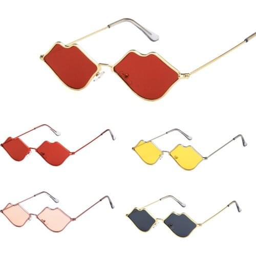 1PC Small Frame Sunglasses Women Retro Lips Mirror Metal Sun Glasses Female Vintage Brand Designer Lunette De Soleil Femme New