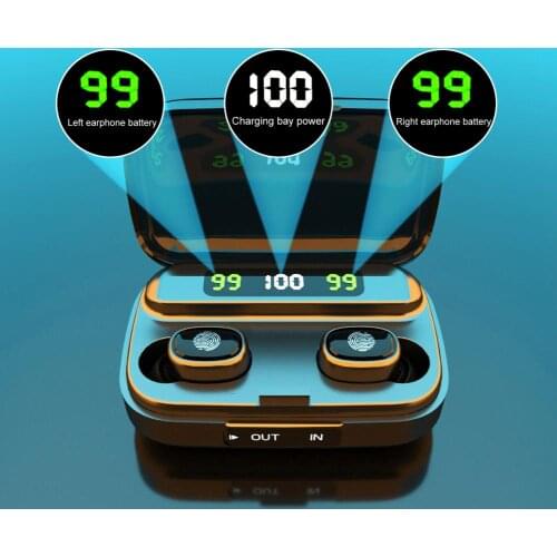 TWS-209S Wireless Headphones Bluetooth 5.1 HD Mirror Screen LED Display Music Earphones Sports Earbuds HIFI Stereo Headset