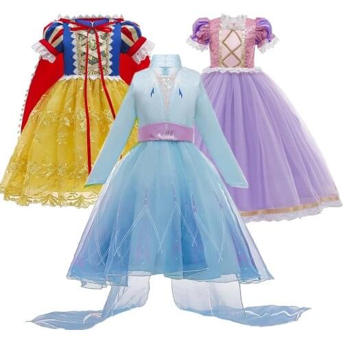 Carnival Party Supplies Elsa Dress up Girls Princess Snow White Costume Kids Ball Gown Christmas Child Halloween Jasmine Outfit