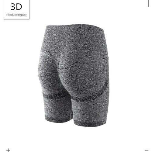 High Waist Yoga Sport Shorts Hip Push Up Women Plain Soft Nylon Fitness Running Shorts Tummy Control Workout Gym Shorts