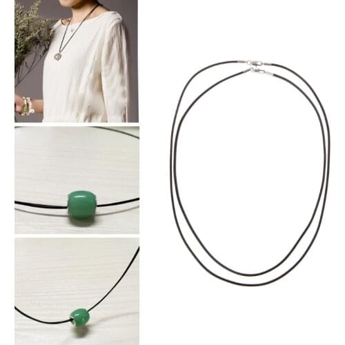 High Quality Black Silk Leather Cord Chain Necklace Rope with Lobster Claw Clasp