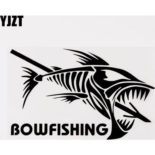 YJZT 15.5CM×9.6CM Fashion Bowfishing Graphical Vinyl Car Window Sticker Decal Black/Silver 8C-0277