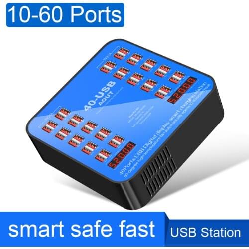 USB Charging Station 20 40 60 Multi Ports USB Hub Smart Wall Charger Fast Charging Station for iPad iPhone Tablet Cell Phone