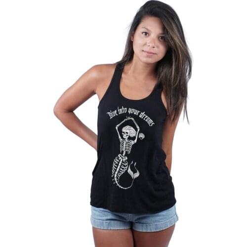 Dive Into Your Dreams gothic Mermaid skeleton Tank women fashion undershirt singlet Feminist vintage sleeveless garment top tee