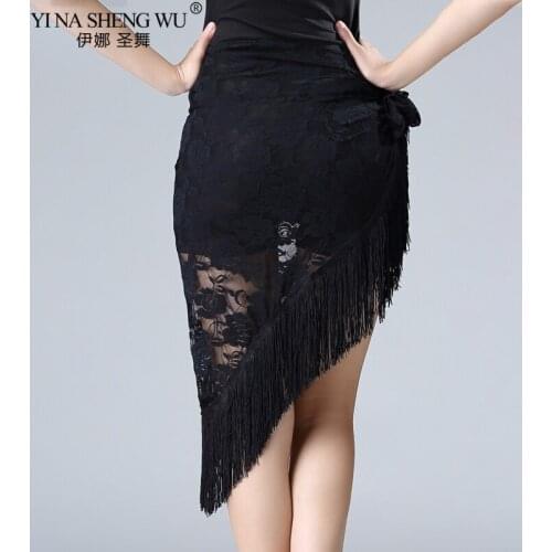 Lady Lace+Fringed Triangle Latin Dress Sexy Latin Skirt Adult&Child Skirt Latin Dance Dress Women Hip Towel Practice Short Skirt