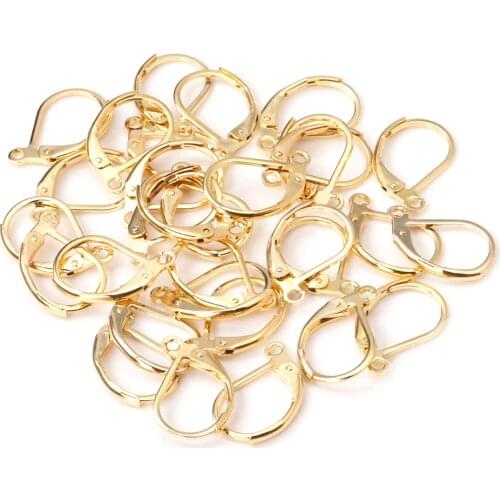 ASON 100pcs Gold Stainless Steel French Lever Earring Hooks Wire Settings Base Hoops Earrings Making DIY Hook Earrings Findings