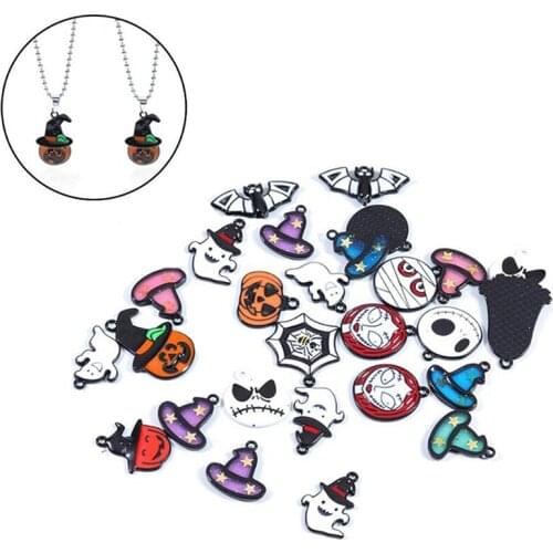 10Pcs Halloween Charms Enamel Bat Pumpkin Hat Pendant For Bracelet Necklace Earrings DIY Jewelry Making Accessories