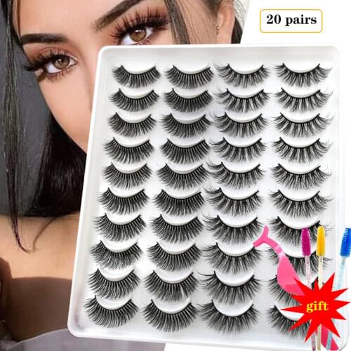 20 pairs makeup false eyelashes 15-20mm natural 3D false eyelashes natural soft mink false eyelashes tool free shipping