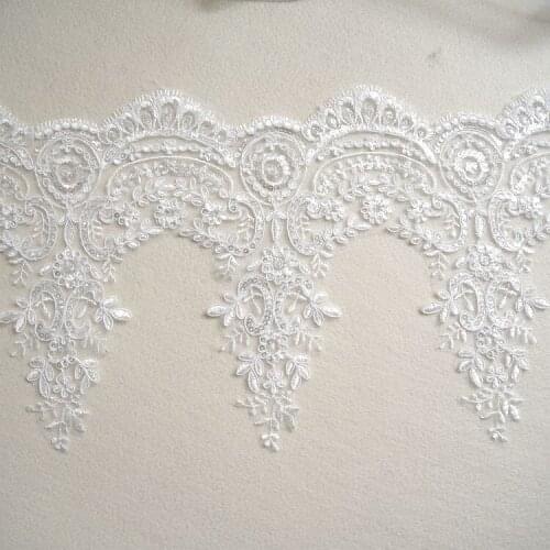 24CM Wedding dress embroidery eyelash lace paillette laciness accessories cording embroidered saree dress lace trim