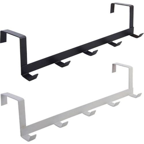 5 Hooks Iron Door Hanging Rack Organizer Door Clothes Hanger Hooks Households Door Rack Towel Holder Connected Door Clasp