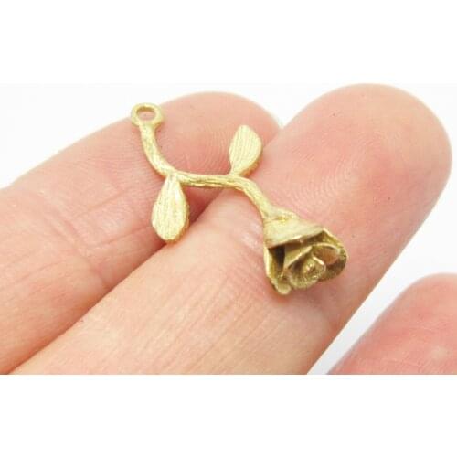 Brass pendant 25mm Brass rose necklace pendant earrings charm findings 5PCS R841