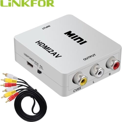 LiNKFOR Mini HDMI to RCA/AV Converter Adapter with Audio Cable HDMI to AV 3RCA CVBs Composite Video Audio Converter Adapter