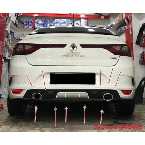 Renault Megane 4 Rear Bumper Diffuser 2016 2017 2018 2019 Black 2 Fake Exhaust Exit Body Kit Lip Sport Auto Car Styling Accessor