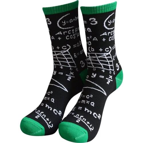 Breathable New Men Women Knee-high Stockings Unisex Adults Funny Letter Formula Book Printing Mid-calf Sport Length Socks