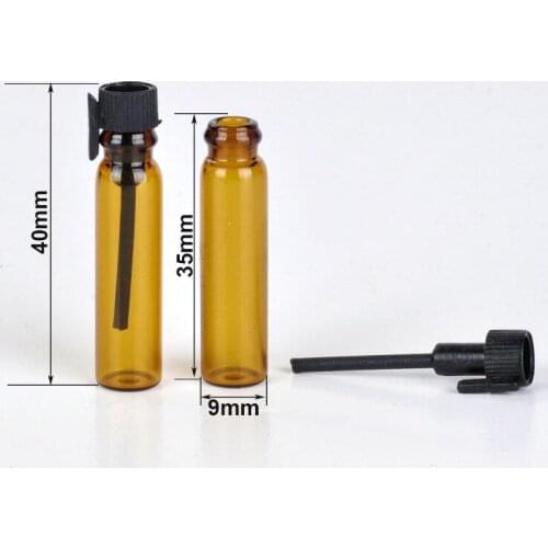 200pcs 1ML Amber Mini Glass Perfume Bottle Small Oil Spray Container Trial Installed Vial
