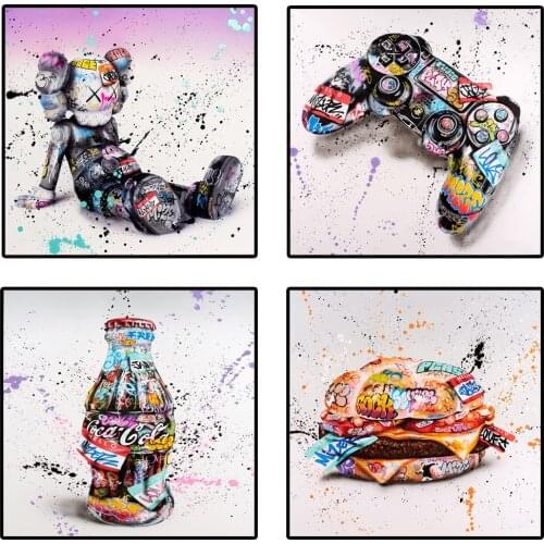 Burger Coke Game Graffiti Art Canvas Posters and Prints Street Art Paintings on the Wall Decor Pictures Modern Artwork Cuadros