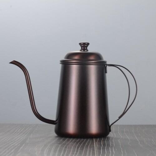 650ML Long Narrow Spout Coffee Pot Stainless Steel Hand Punch Pot With Lid Drip Gooseneck Mounting Bracket Coffee Kettle