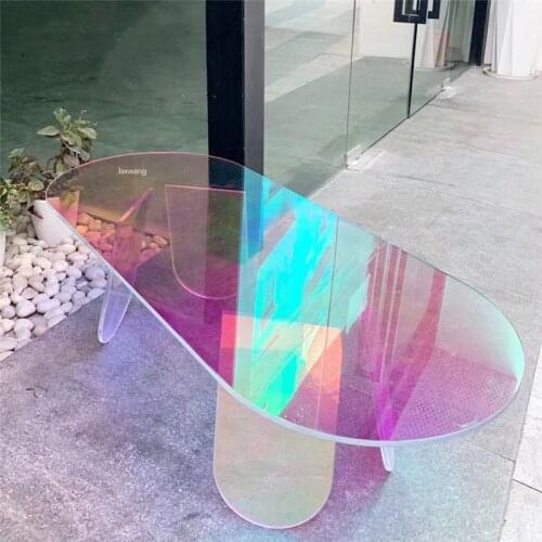 Nordic Coffee Table Colorful Acrylic Coffee Table Personality Minimalist Modern Table Round Side Home Transparent Plastic Tables