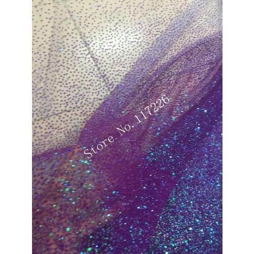 Sexy glued glitter sequin lace fabric hot selling African French net Lace Fabric for party dress the glitter will fall out some