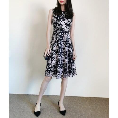 Sleveless Embroidery Sleeves Lace Decorated Dress UK 8-14 UK Fashion