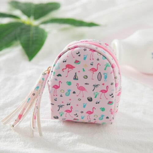 Cute Women Girl Coin Purse Mini Flamingo PU Zipper Wallet Key Holder Pouch kid T