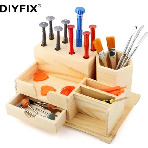 Multifunctional Wooden Storage Box Screwdriver Tweezer Mobile Phone Maintenance Desktop Multifunctional Storage Box