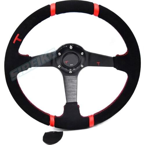 Car Modified Styling Steering Wheel Universal Suede Material Car Steering Wheel with Horn Cover