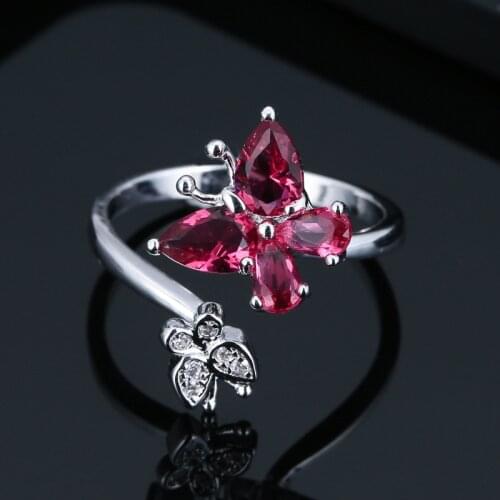 Fine Fashion Irregular Design Crystal Butterfly Ring 4 Colors Rings For Women Couples Jewelry Accessories Gifts