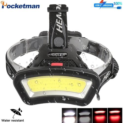 12000LM COB Powerful Led Headlamp Head lamp USB Rechargeable Headlight Waterproof Fishing Light by 18650 Battery