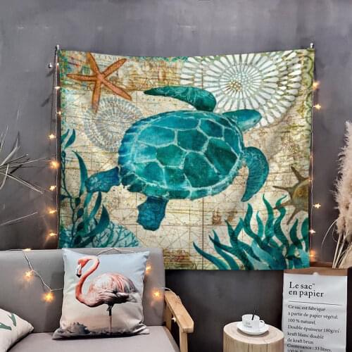 Sea Turtle Print Wall Tapestry Tapestries Wall Hanging Flower Psychedelic Tapestry Wall Hanging Decor Halloween Deco