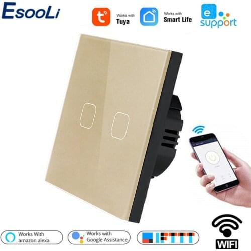 Tuya/Smart Life/ewelink 1/2 Gang 1 Way EU Standard WiFi Wall Light Touch Switch for Google Home Amazon Alexa Voice Control