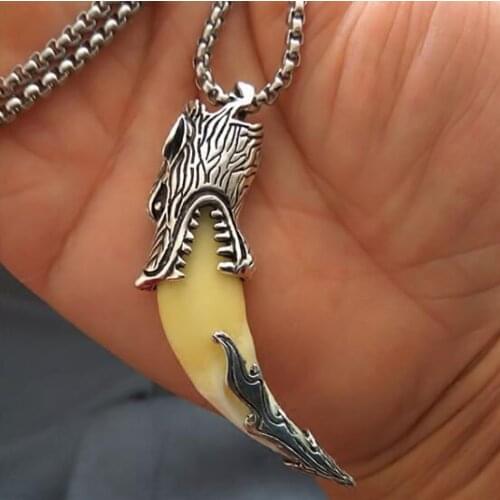 2020 new Tibetan Silver wolf tooth pendant black dog tooth exorcism birthday gift Necklace Necklace Necklace