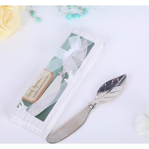 Leaf Shape Butter Knife Cream Cheese Zinc Alloy Spreader Wedding Party Favors Silver Cake Butter Knife LX9004