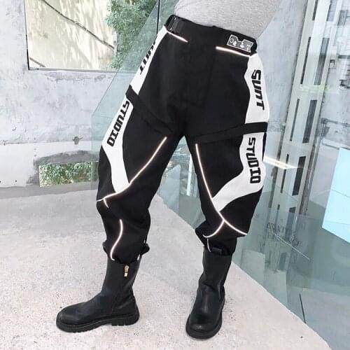 Baby Boys and Girls 2021 Fall Fashionable and Handsome Overalls Reflective Strips Leisure Sports Pants Kids Pants Kids Autumn