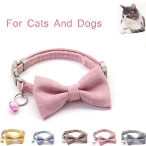 Dog Collar Traction Rope Small and Medium-sized Dog Pet Collar Plain Bowknot Cat Collar Dog Chain Dog Harness for Dog and Cats