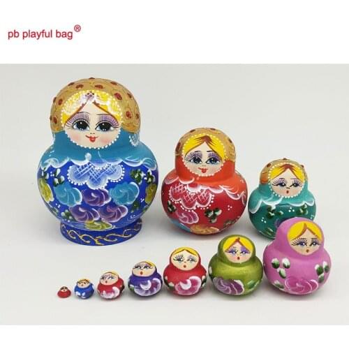 PB Playful bag 10 story big belly colorful Russian dolls wooden toy set Valentines Day gift with Chinese characteristics HG39