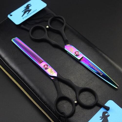 Freelander 5.5 inch Cutting Thinning Styling Tool Rainbow Hair Scissors Professional Barber Hairdressing Scissors