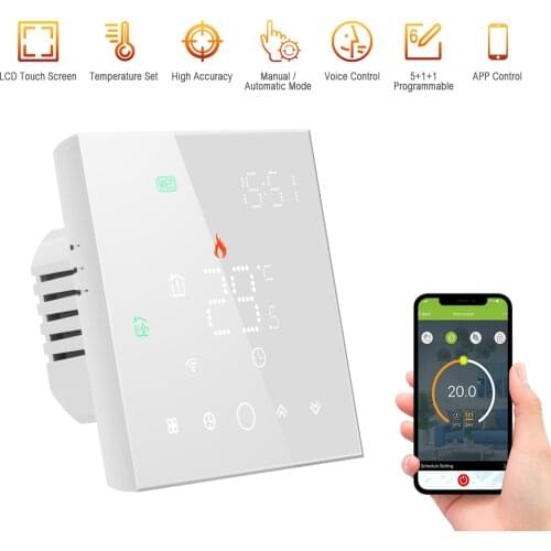 95-240V Programmable Thermostat 5+1+1 Six Periods Digital Water Heating Thermoregulator Temperature Controller Touch Screen LCD