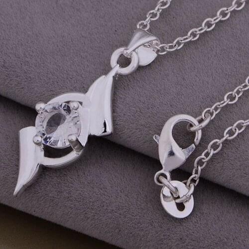 AN969 silver color stearling silver Necklace silver color fashion jewelry pendant transparent stone /caqakrxa blmakcta