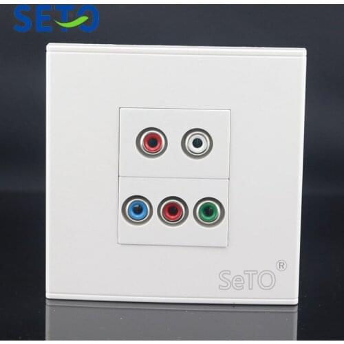 SeTo 86 Type White & Red Audio + RGB Multi-Media Connector Panel Wall Plate Socket Keystone Faceplate