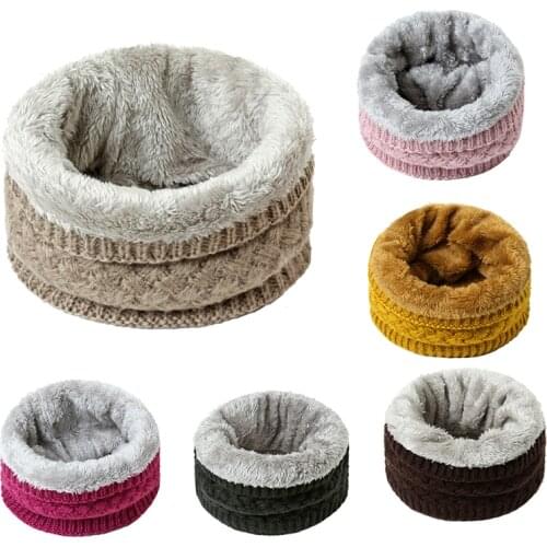2020 winter women ring scarf plush kids men fur collar scarves warm wool knitted elastic neck wraps