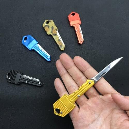 Mini folding knife 440 blade pocket outdoor camping knife Tactical Survival key chain pendant self - defense cutting rope EDC