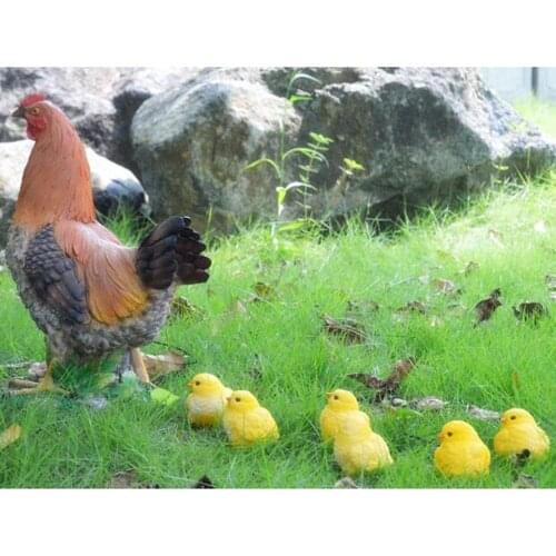 Outdoor Resin Animals Statue Chicken Family Ornament Figurine Yard Decor Artificial Chicken Figure Garden Home Decoration