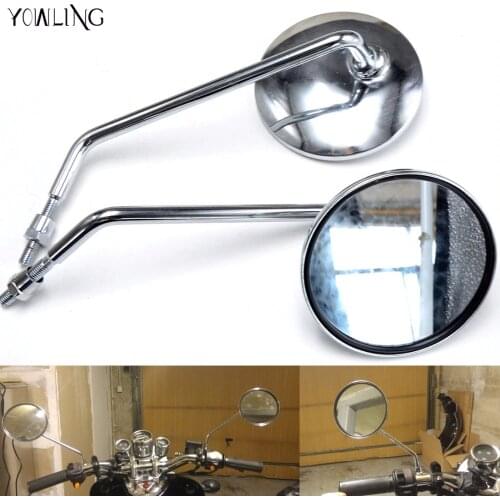 Universal motorcycle mirrors chrome round mirror motorcycle long stem for kawasaki yamaha suzuki ducati honda Aprilia
